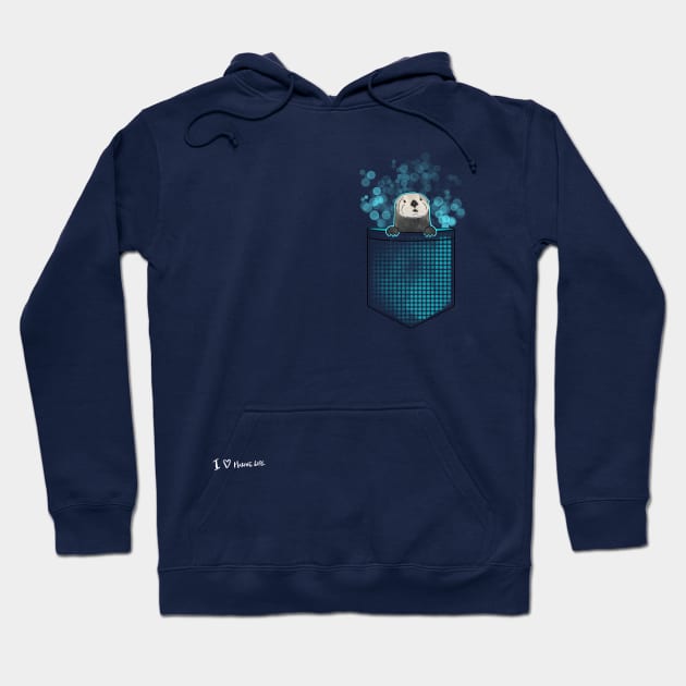 Sea otter - blue shirt pocket Hoodie by Purgatory_Feminist